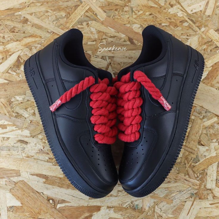 Air Force 1 Black Rope Laces Rosso