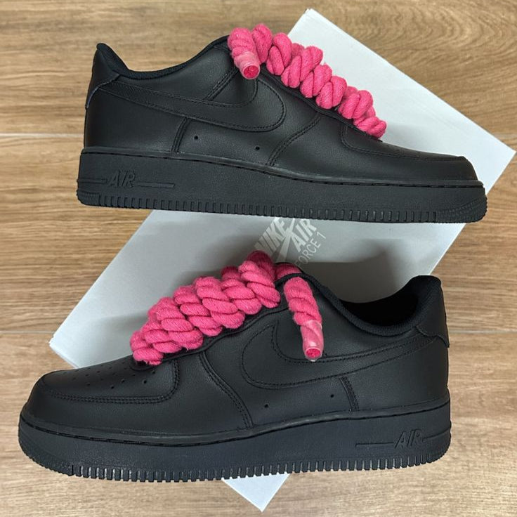 Air Force 1 Black Rope Laces Fucsia