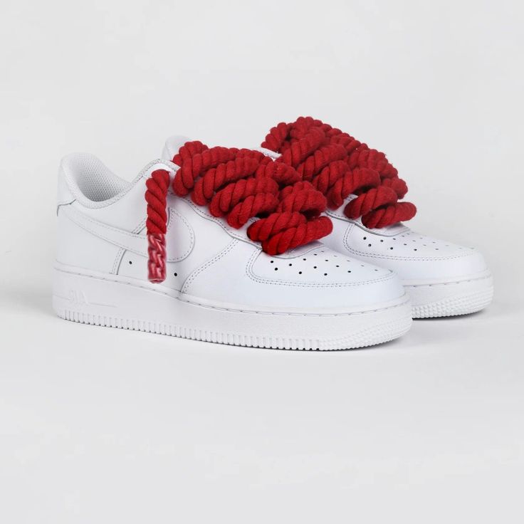 Air Force 1 White Rope Laces Rosso