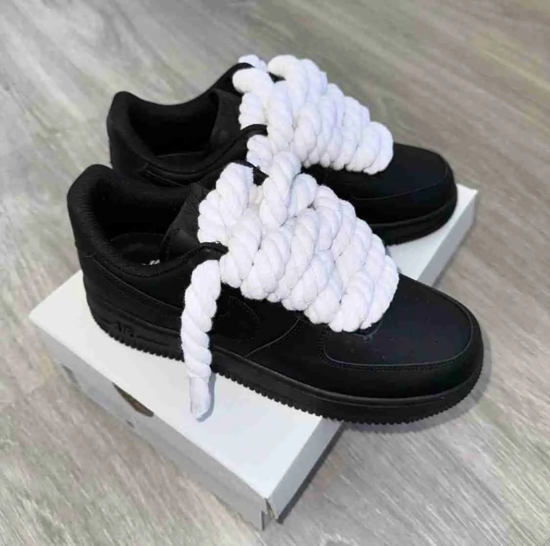 Air Force 1 Black Rope Laces Bianco