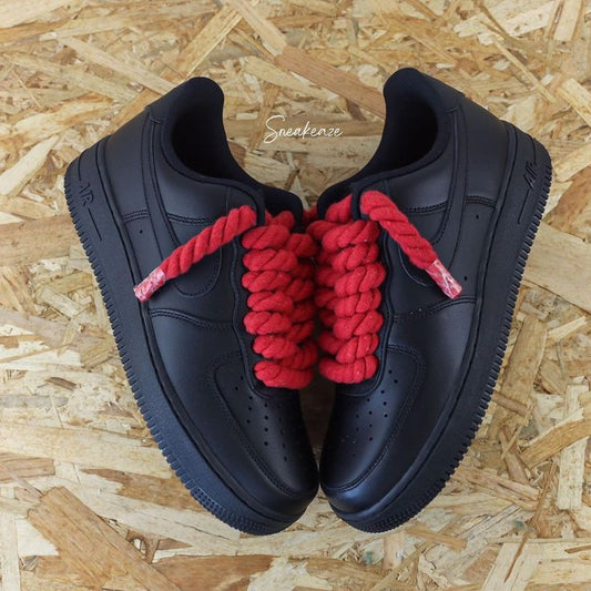 Air Force 1 Black Rope Laces Rosso