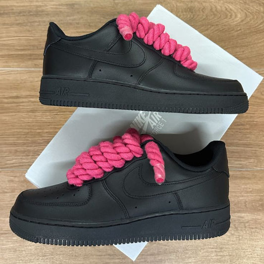 Air Force 1 Black Rope Laces Fucsia