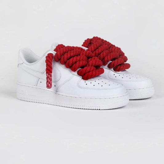 Air Force 1 White Rope Laces Rosso